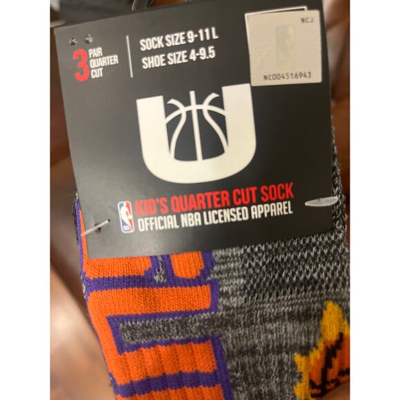 NBA PHOENIX SUNS SOCKS 3 PK YOUTH QUARTER CUT SZ 9-11 - Picture 3 of 3